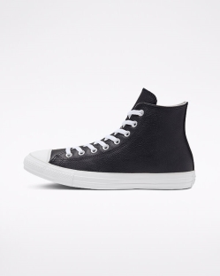 Converse Seasonal Color Leather Chuck Taylor All Star Női Magasszárú Fekete/Fehér | HKAFCJD-HU